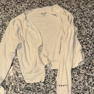 YoungLA Cream Ribbed Zip-Up Jacket